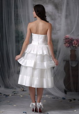 A-line Layers Hand Made Flower Beach Short Wedding Dress Romantic