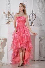 Inexpensive Cascade Skirt Pink Organza Cocktail Party Dress