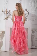 Inexpensive Cascade Skirt Pink Organza Cocktail Party Dress