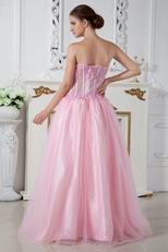 Sexy Transparent Bodice Pink Cocktail Prom Dress For Party