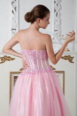 Sexy Transparent Bodice Pink Cocktail Prom Dress For Party