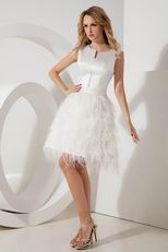 Noble Scoop Button Feather Cocktail Party Girls Dress