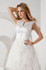 Noble Scoop Button Feather Cocktail Party Girls Dress