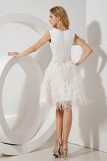 Noble Scoop Button Feather Cocktail Party Girls Dress