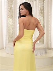 Pretty Daffodil Chiffon Evening Pageant Dresses Side Slit