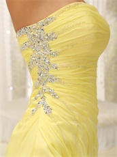 Pretty Daffodil Chiffon Evening Pageant Dresses Side Slit