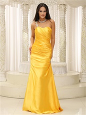 Sunset Yellow Sheath Floor Length One Shoulder Evening Dress Brightly