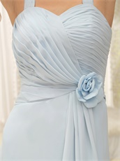 Wide Two Straps Baby Blue Lightness Chiffon Petite Evening Dress