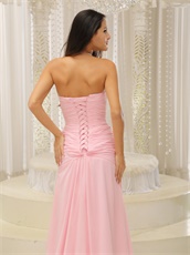 Lovely Baby Pink Chiffon Evening Dress Floor Length Skirt Side Slit