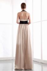 Beautiful Halter Black Belt Champagne Women Evening Wear