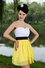 Sweetheart White And Yellow Chiffon Graduation Dress