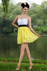 Sweetheart White And Yellow Chiffon Graduation Dress