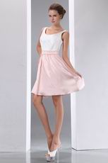 Terse Square White And Pink High School Graduation Dress