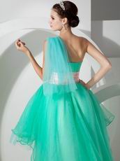 High-Low Vivid Spring Green Prom Dress Emberllish With Flowers