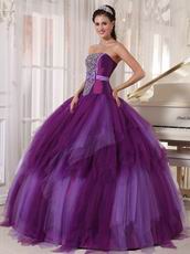 Beaded Strapless Contrast Color Quinceanera Prom Party Dress