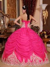 Appliqued Bottom Skirt Hot Pink Quince Party Dress Cheap