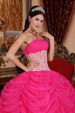 Appliqued Bottom Skirt Hot Pink Quince Party Dress Cheap