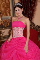 Appliqued Bottom Skirt Hot Pink Quince Party Dress Cheap