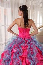 Deep Rose Pink 16th Girl Quinceanera Dress With Ruffled Skirt