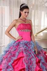 Deep Rose Pink 16th Girl Quinceanera Dress With Ruffled Skirt