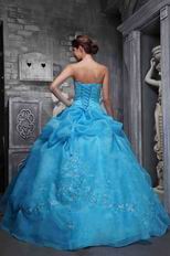 Sky Blue Embroidery 2014 Designer Quinceanera Dress For Sale