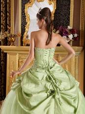 Yellow Green Cheap Quinceanera Gown With Handmade Flowers