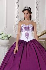 Stylish Embroidery Dark Magenta Quinceanera Prom Girl Dress