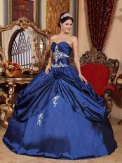 Navy Blue Puffy Floor Length Skirt Evening Ball Gown