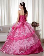 Deep Pink Floor Length Military Quinceanera Ball Gown