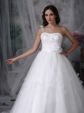 One Shoulder Watteau Train Maternity Wedding Dress By Net Low Price