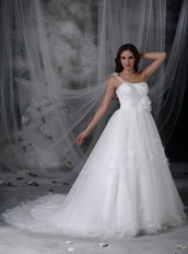 One Shoulder Watteau Train Maternity Wedding Dress By Net Low Price