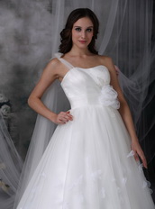 One Shoulder Watteau Train Maternity Wedding Dress By Net Low Price