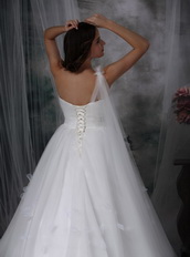 One Shoulder Watteau Train Maternity Wedding Dress By Net Low Price