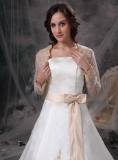 Strapless Ivory Wedding Dress And Jacket With Golden Embriodery Low Price