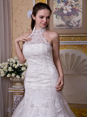 Mermaid Halter High Neck Casual Bridal Wedding Dress For Bride Low Price