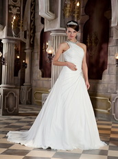 One Shoulder A-line Floor Length Wedding Dress For Bride Wear Low Price