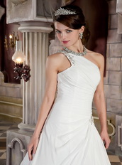 One Shoulder A-line Floor Length Wedding Dress For Bride Wear Low Price