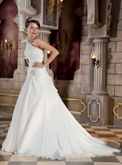 One Shoulder A-line Floor Length Wedding Dress For Bride Wear Low Price