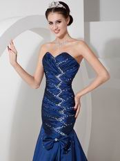 Navy Blue Mermaid Evening Dress For 2014 Prom Wear