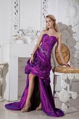 Best Seller Beaded Asymmetrical Purple Evening Gown Dress