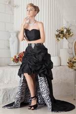 Zebra Print Asymmetrical Chapel Train Black Evening Dress