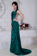 Unique Square Dark Green Backless Evening Dress