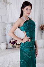 Unique Square Dark Green Backless Evening Dress