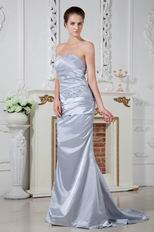 Special Occasion Silver Elestic Satin Dress For Women