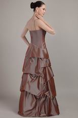 Brown Taffeta Spaghetti Strap Floor-length Prom Dress Online