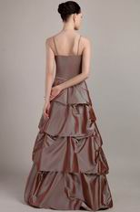 Brown Taffeta Spaghetti Strap Floor-length Prom Dress Online