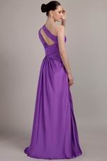 New Fashion One Shoulder Floor-length Purple Prom Dress Cheap