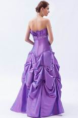 Cheap Strapless Blue Violet Taffeta Prom Dress With Embroidery