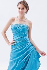 Princess Sweetheart Dodger Blue Taffeta Prom Celebrity Dress