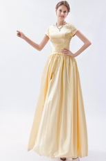 Short Sleeves Champagne Yellow Formal Celebrity Dress In Nevada